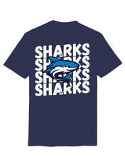 Load image into Gallery viewer, Navy Sharks Short Sleeve Shirt
